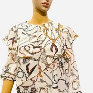 ZARA BASIC COLLECTION equestrian western design blouse top long sleeve size S